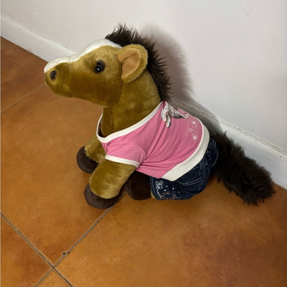 Build-A-Bear Brown Plush Horse with Denim pants & adorable top. Excellent cond - Picture 1 of 12
